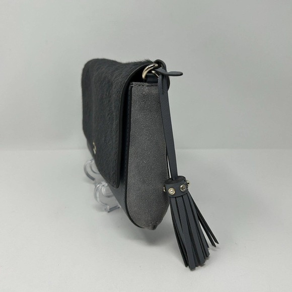 Kate Spade Laurel Way Haircalf Greer Crossbody Shoulder Bag Purse Smoky Gray - Picture 4 of 16